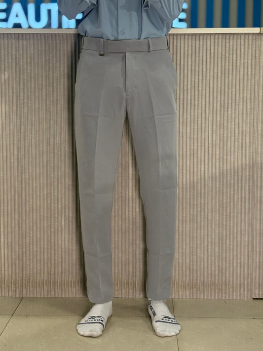 Light Grey Polo Fit Flexi Waist Formal Pants