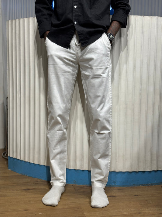 White Linen Draw String Pants