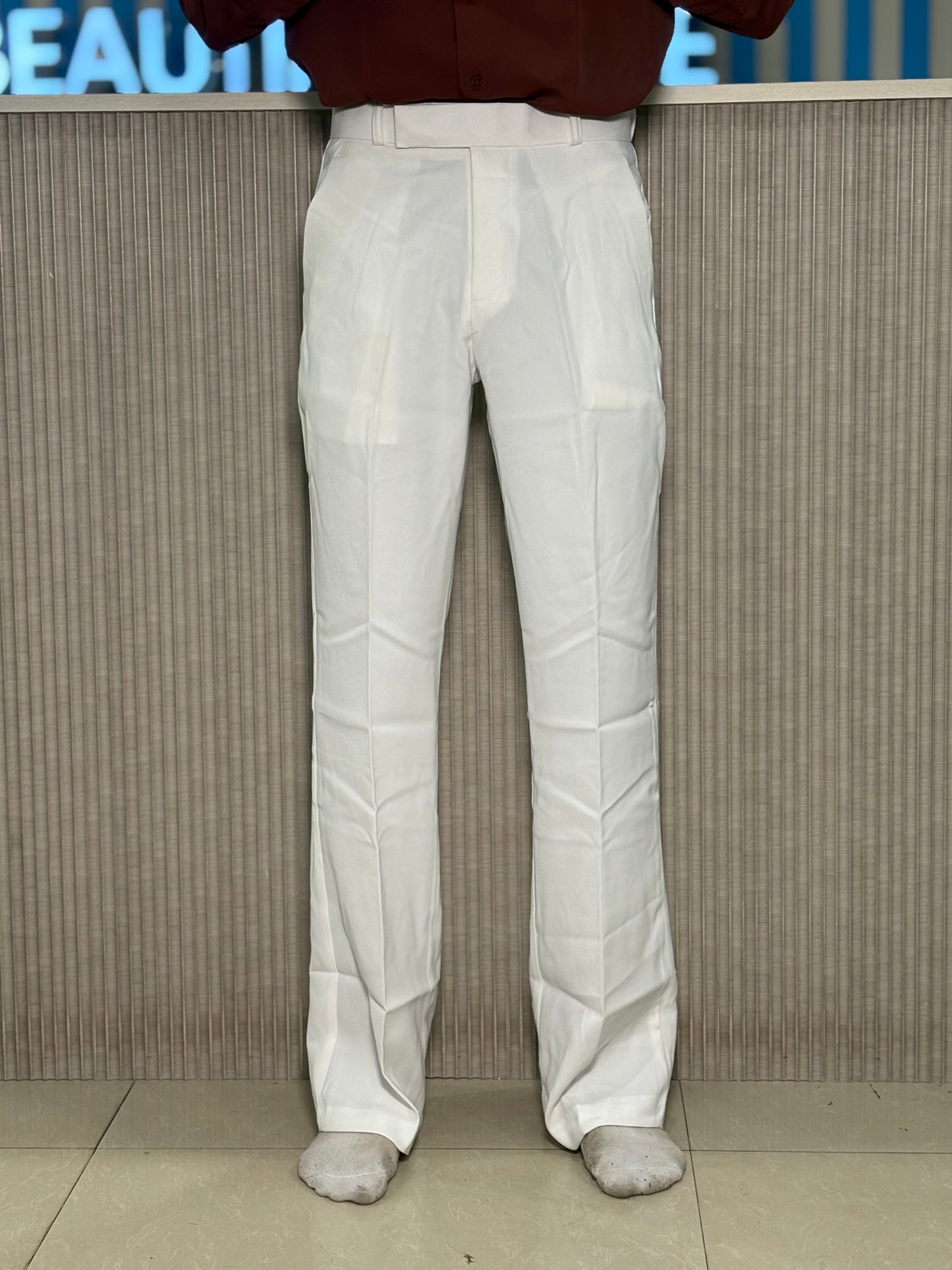 White Bootcut Formal Pants