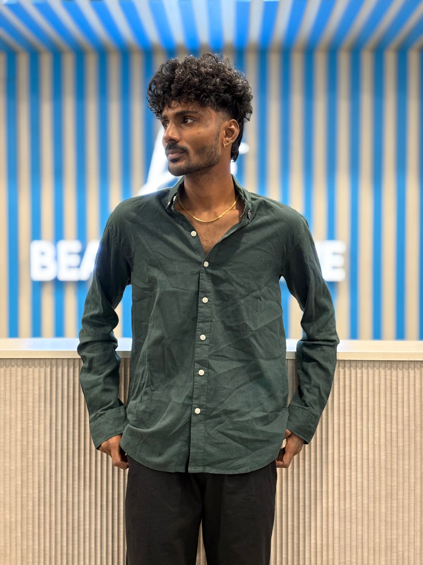 Dark Green Linen Shirt