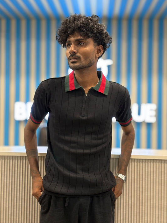 Black Zipper Polo Tshirt