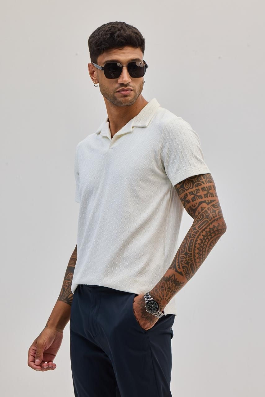 White Textured Cuban T-shirt