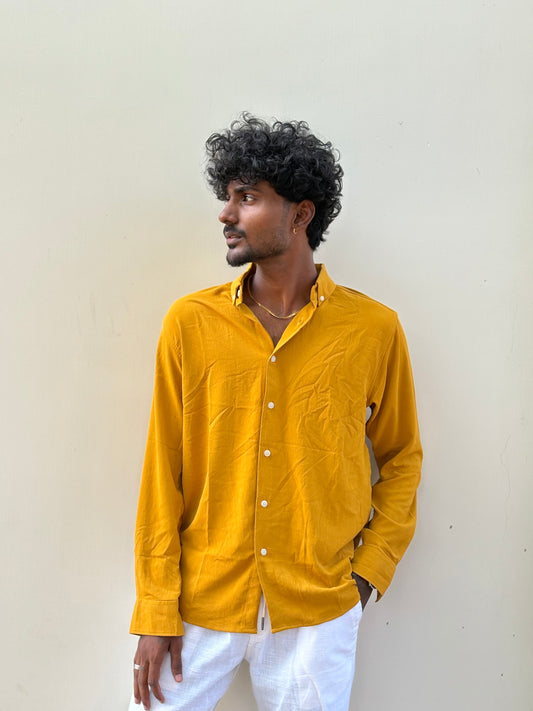 Yellow Imported Crush Fabric Shirt