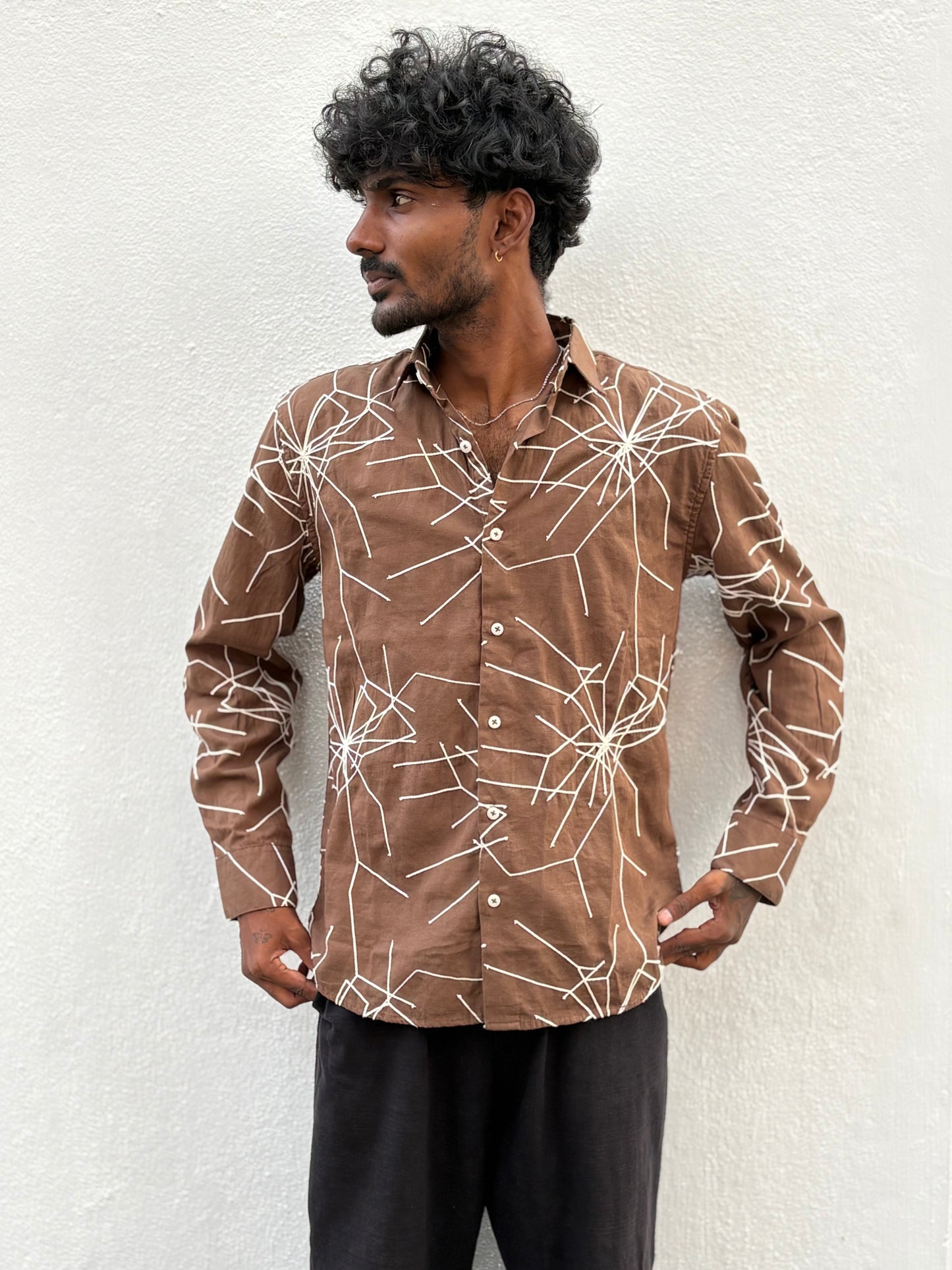 Brown Embroidery Shirt
