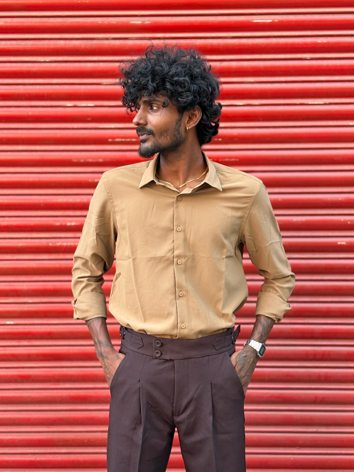 Brown Armani Solid Shirt