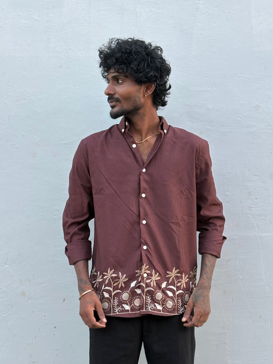 Brown Bottom Embroidery Shirt