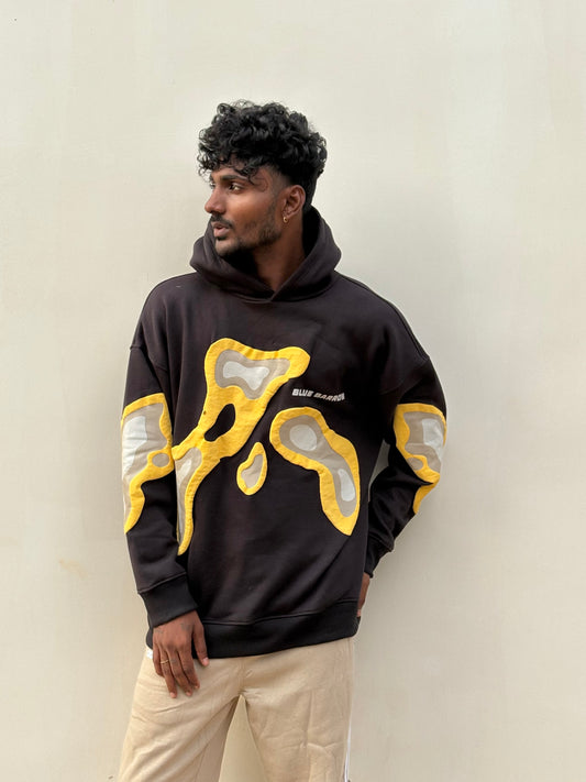 Black Printed Oversized Hoodie