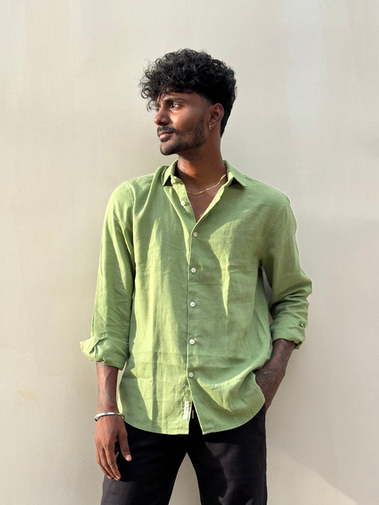 Green Linen Viscose Shirt