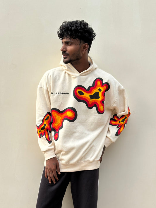 Off White Printed Oversized Hoodie