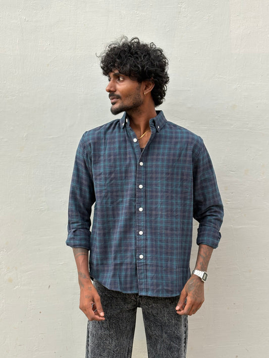 Blue Flannel Checked Shirt