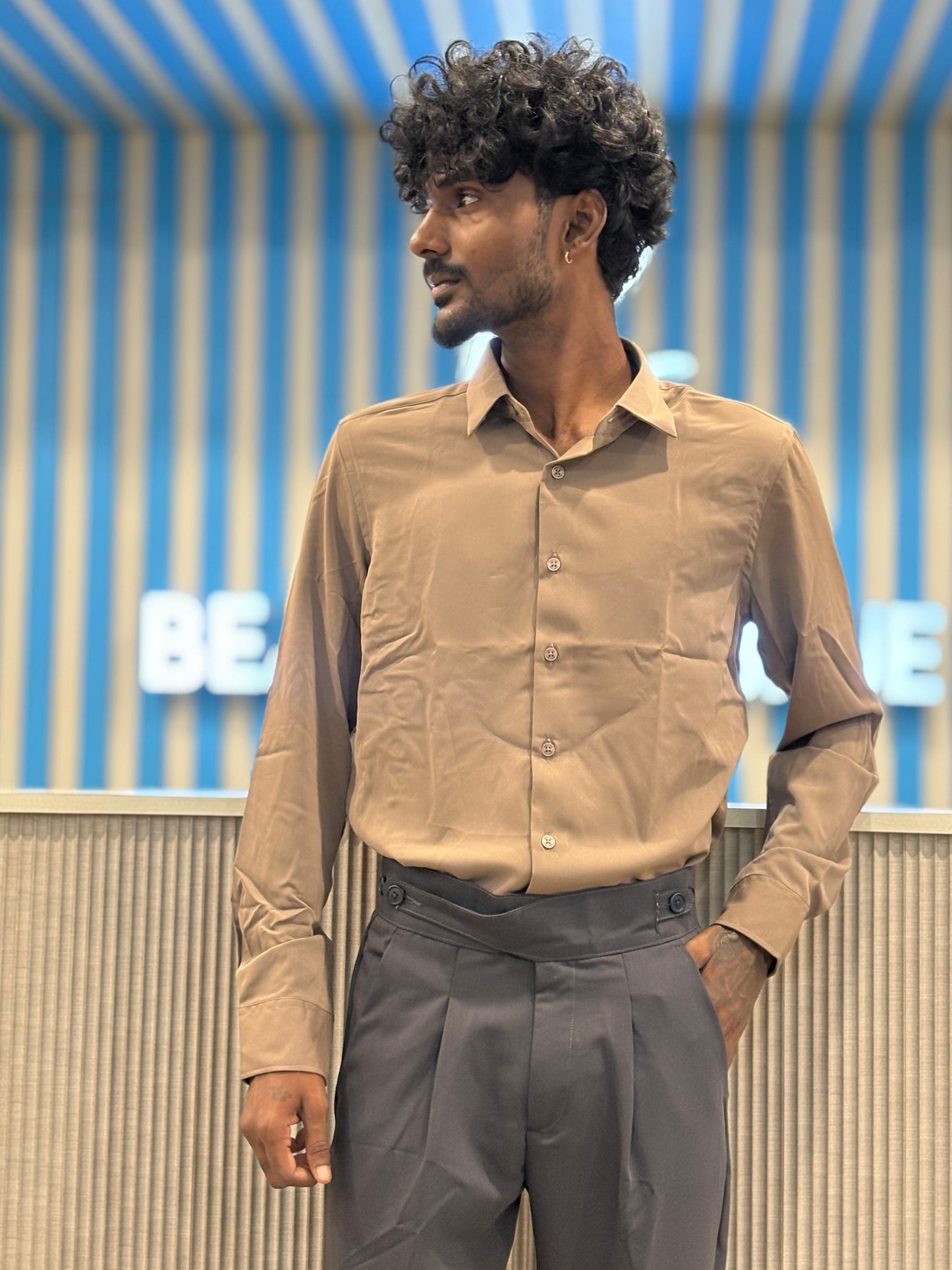 Khaaki Armani Solid Shirt