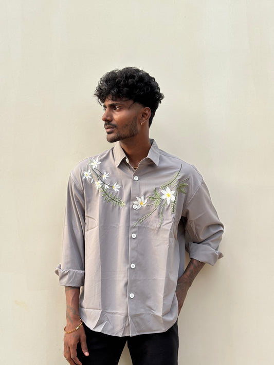 Grey Embroidery Designer Shirt