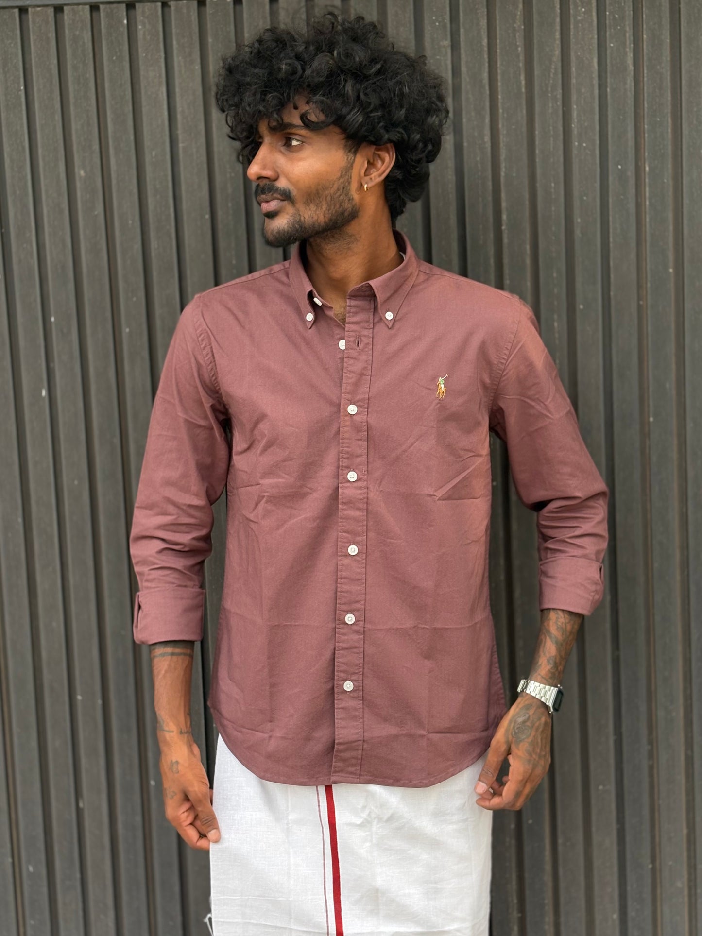 Mauve Pink Poly Oxford Shirt