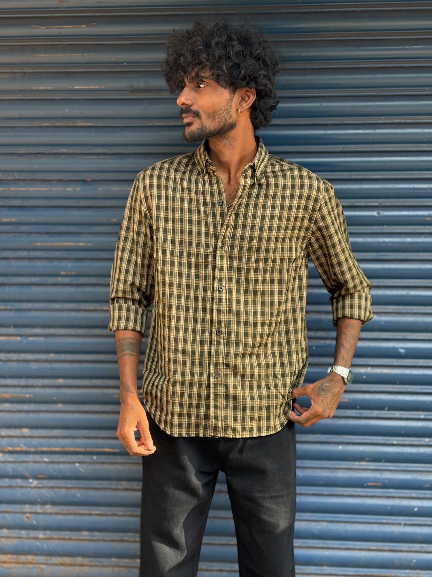 Green Imported Checked Shirt