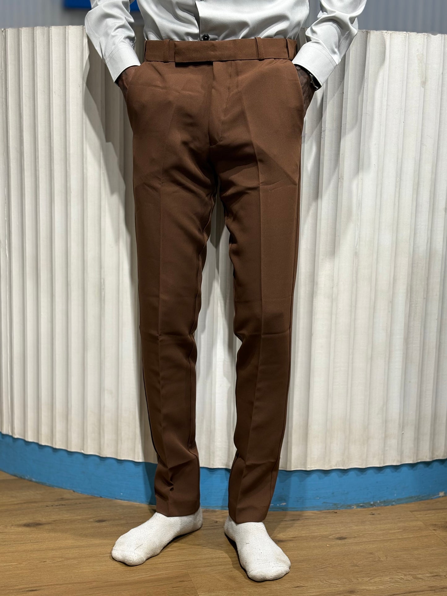 Coffee Brown Polo Fit Formal Pants