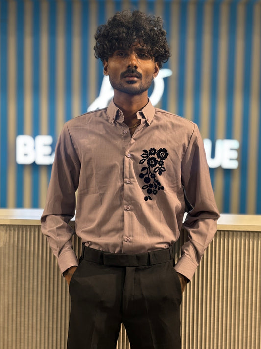 Onion Velvet Embroidery Designer Shirt