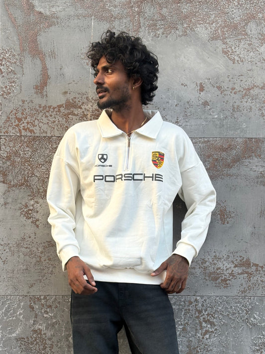 White Porsche Zipper Sweatshirt