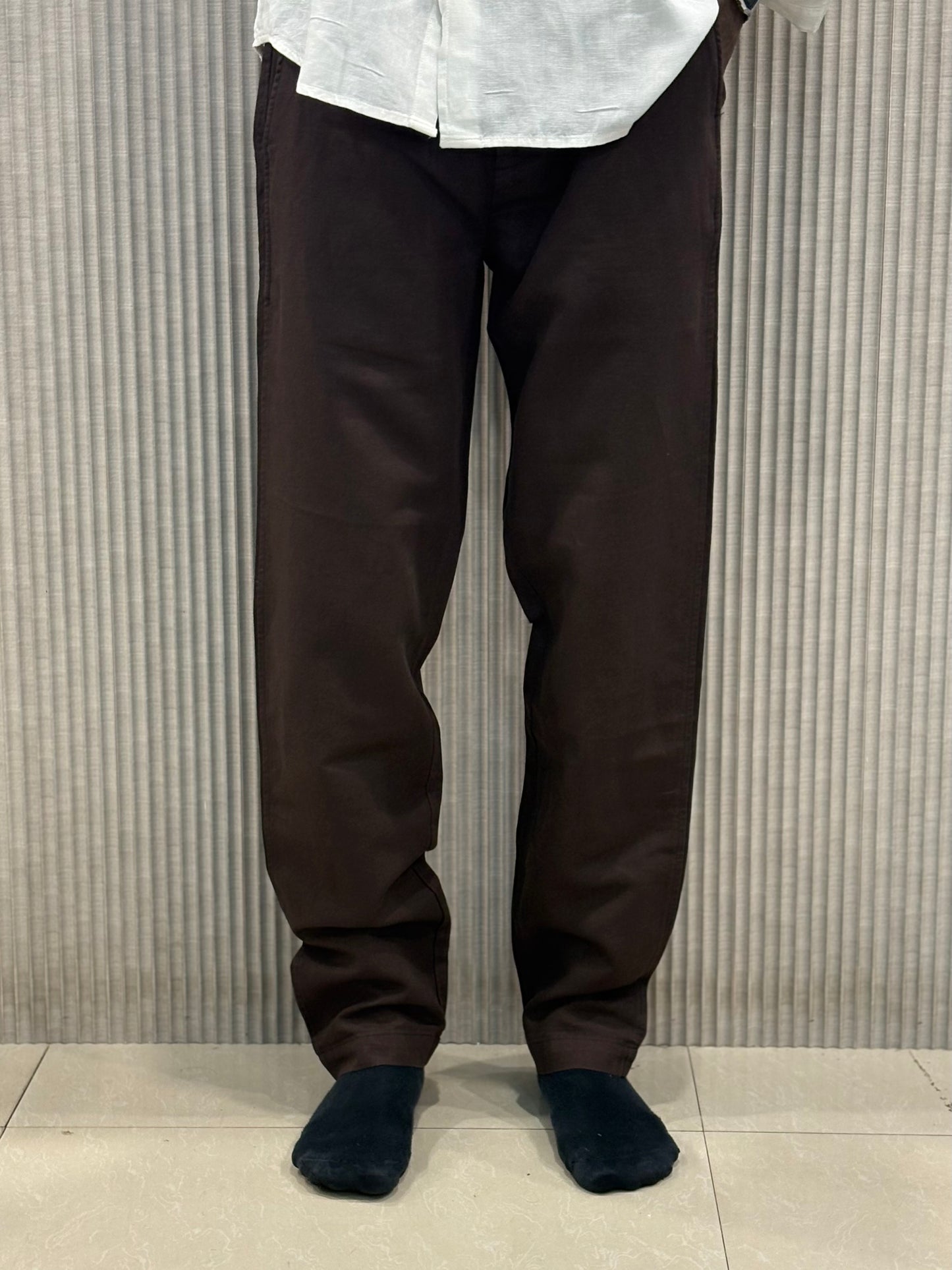 Brown Linen Relaxed Fit Draw String Pants