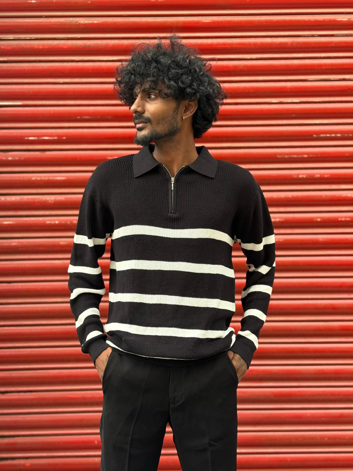 Black Full Sleeve Polo Tshirt