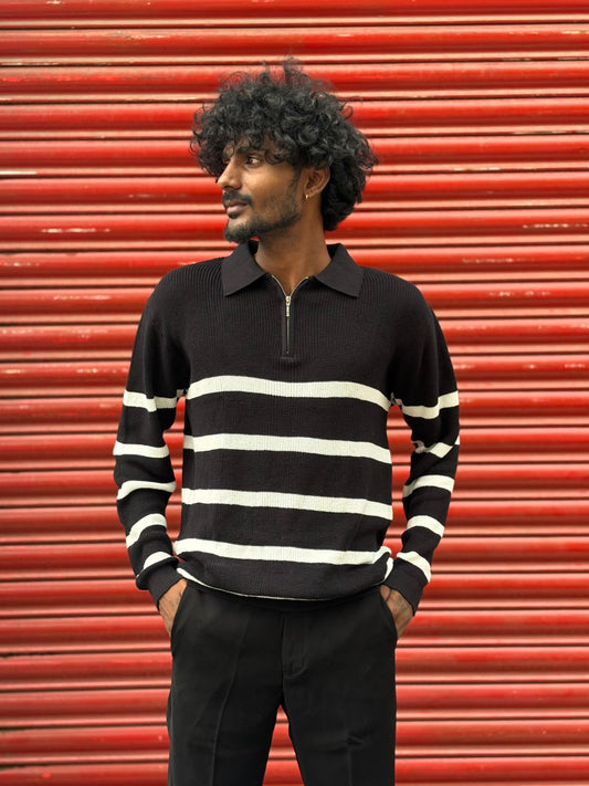 Black Full Sleeve Polo Tshirt