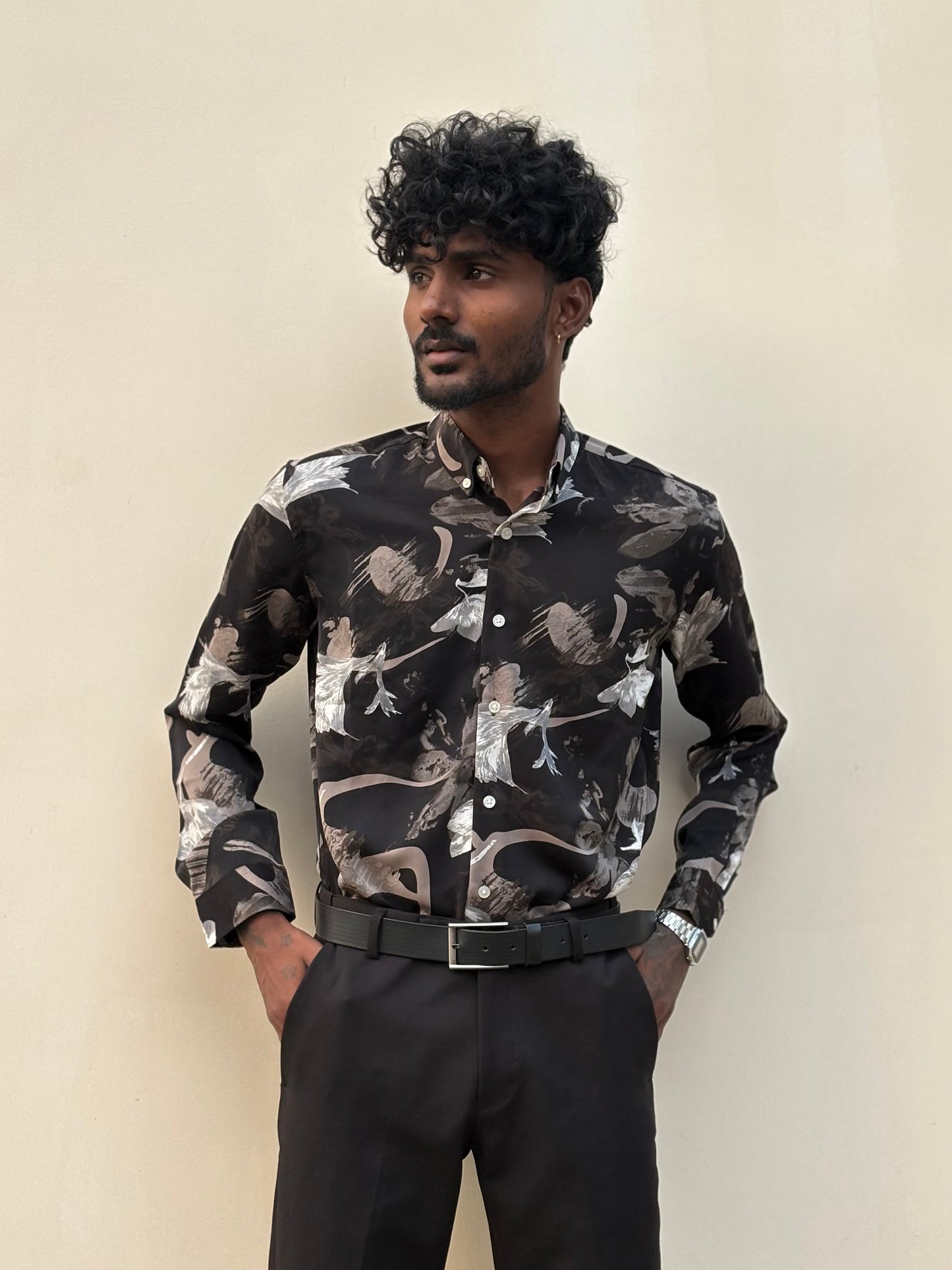 Black Rayon Viscose Shirt