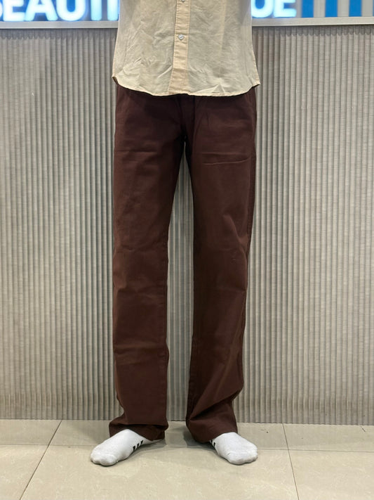 Brown Linen Relaxed Fit Draw String Pants