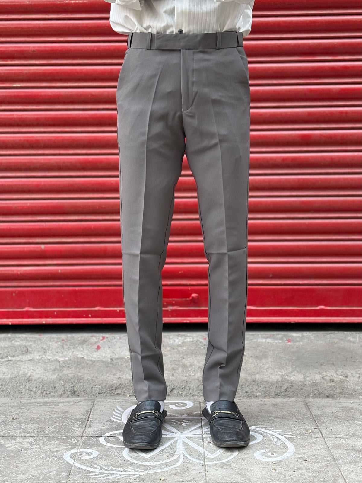 Dark Grey Polo Fit Flexi Waist Formal Pants
