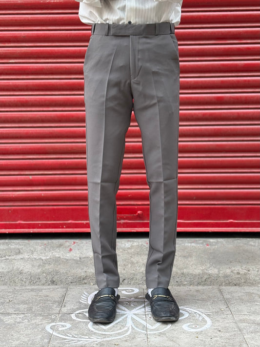 Dark Grey Polo Fit Flexi Waist Formal Pants