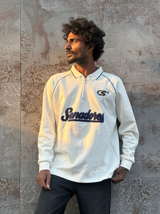 White Zipper Sweatshirt