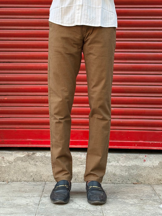 Brown Linen Regular Fit Draw String Pants