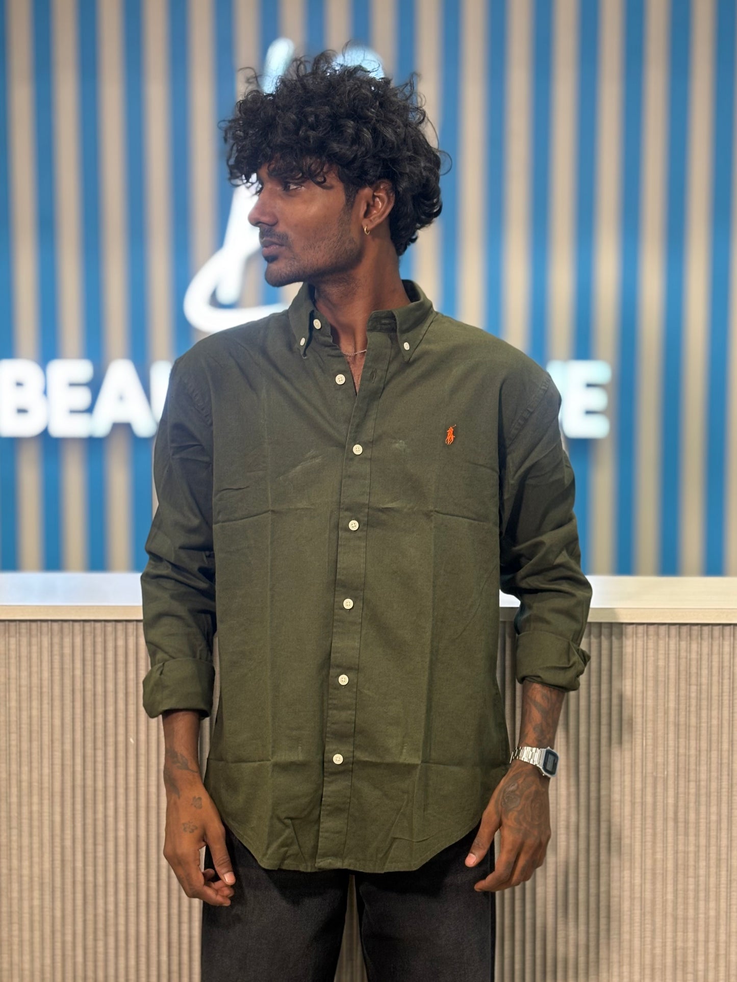 Dark Green Linen Shirt