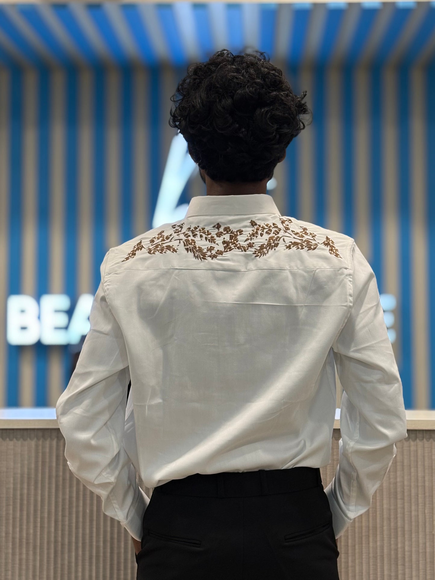 White Embroidery Designer Shirt