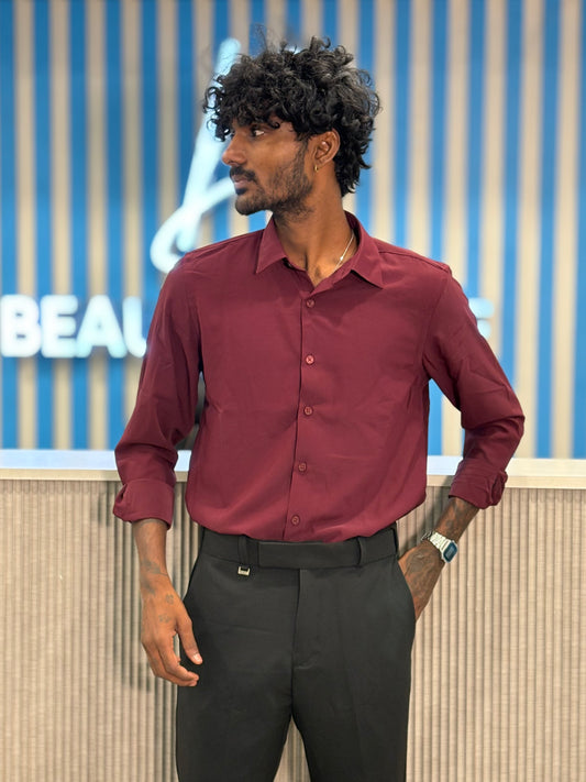 Red Armani Solid Shirt