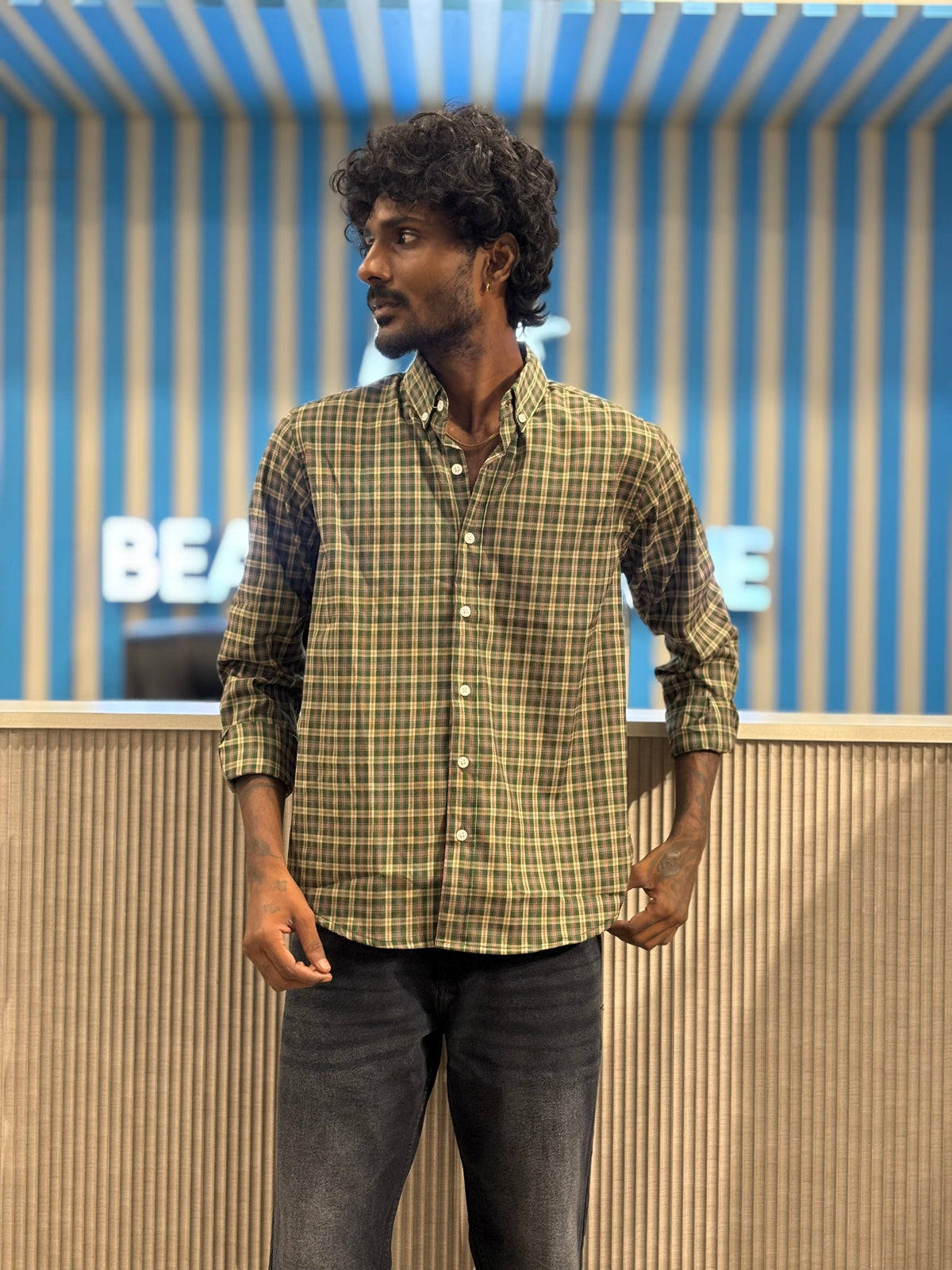 Green Imported Checked Shirt