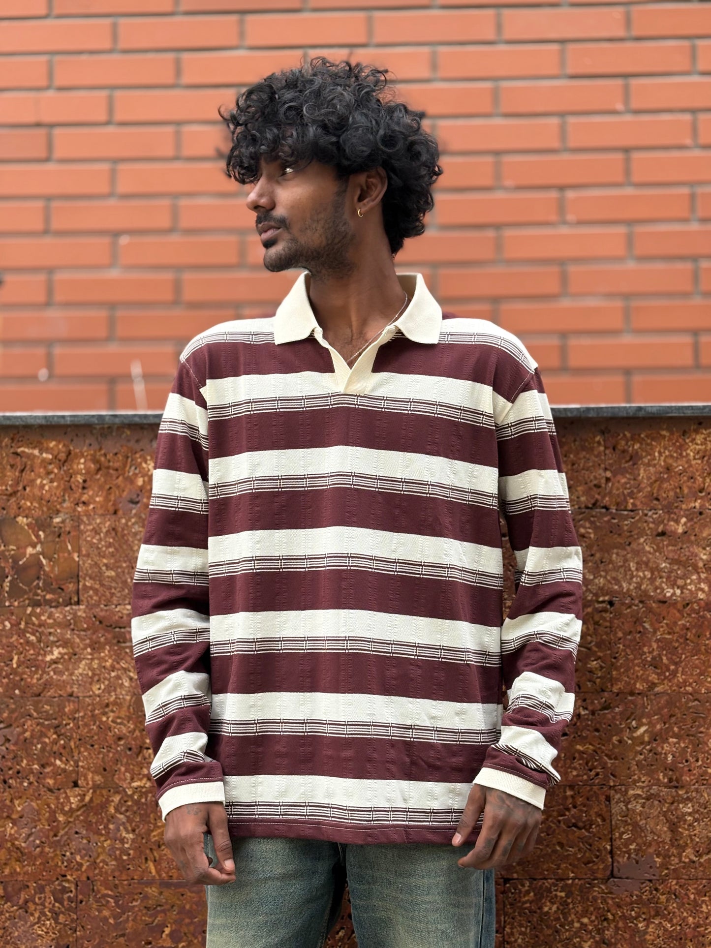 Maroon Full Sleeve Polo Tshirt