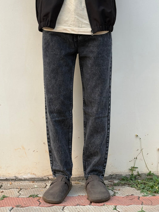 Black Acid Wash Mom Fit Jeans