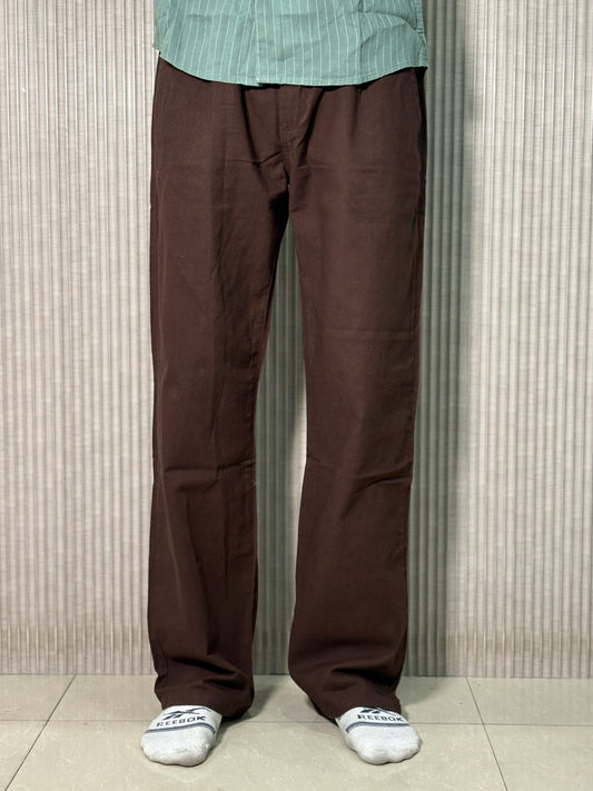 Brown Linen Relaxed Fit Draw String Pants