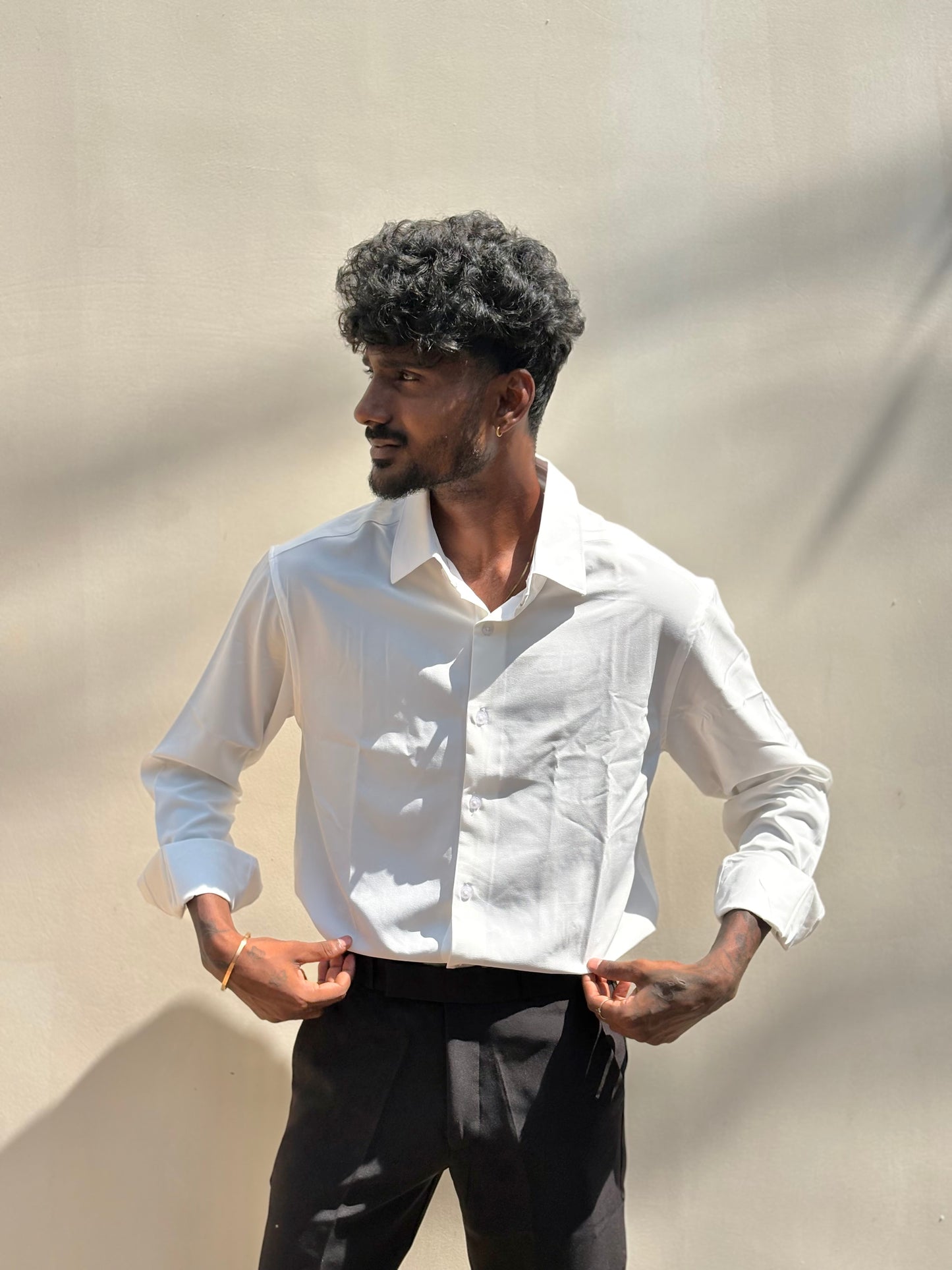 White Slim Fit Liquid Shirth