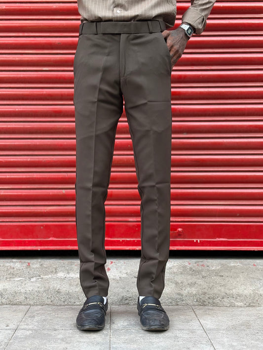 Dark Grey Polo Fit Flexi Waist Formal Pants