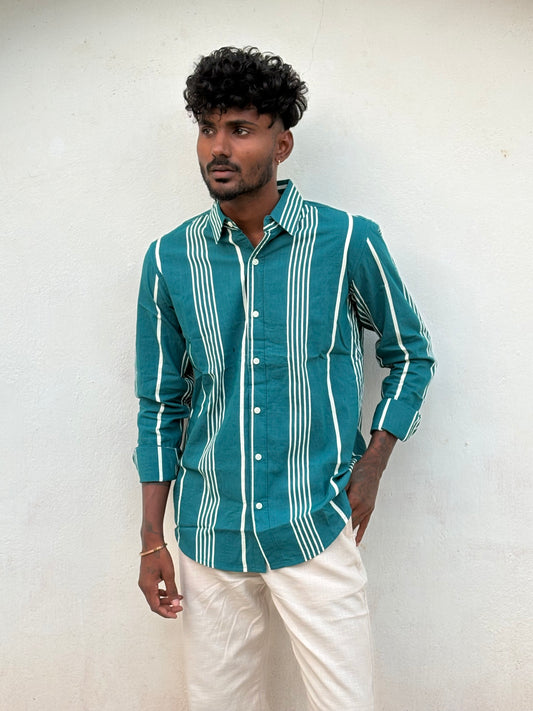 Green Striped Old Money Shirt
