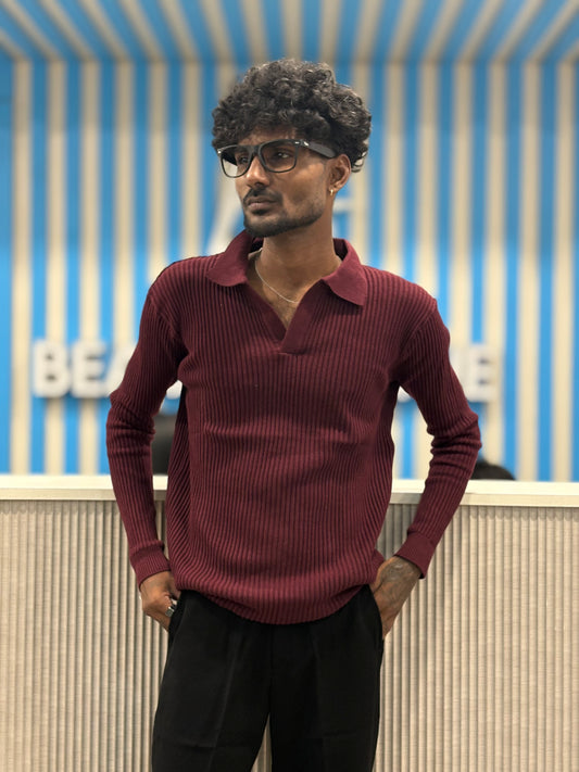 Maroon Netted Sweatshirt