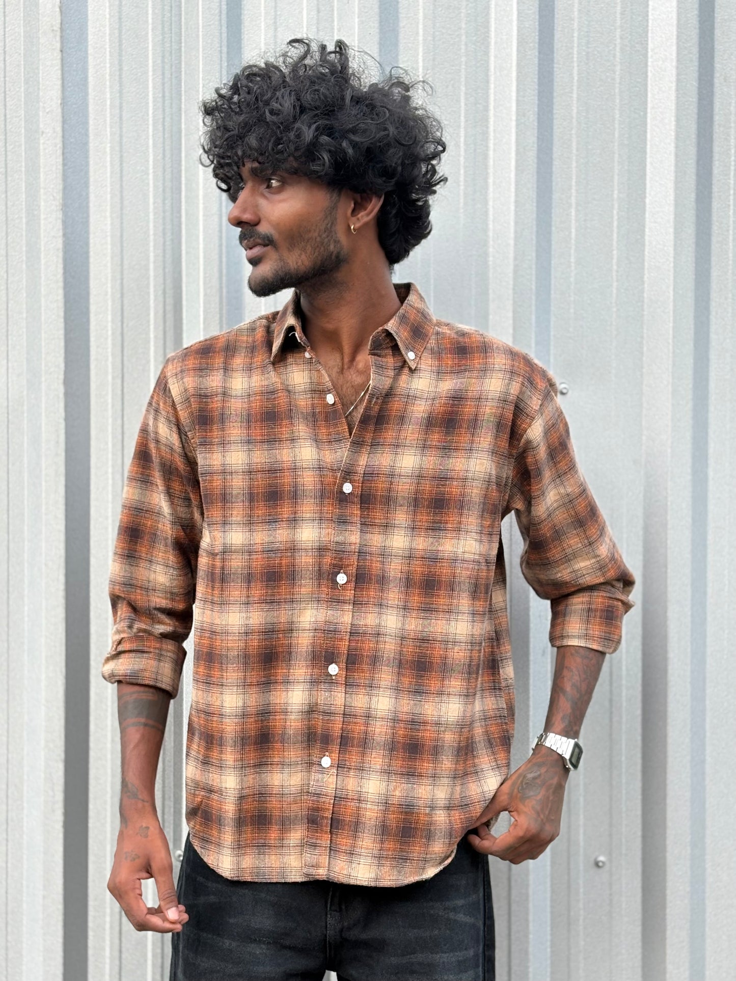 Brown Flannel Checked Shirt
