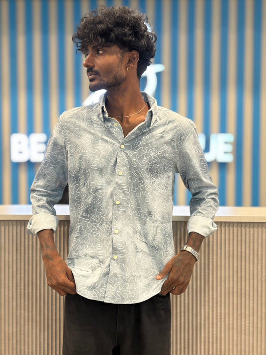Blue Printed Tie Dye Shirt