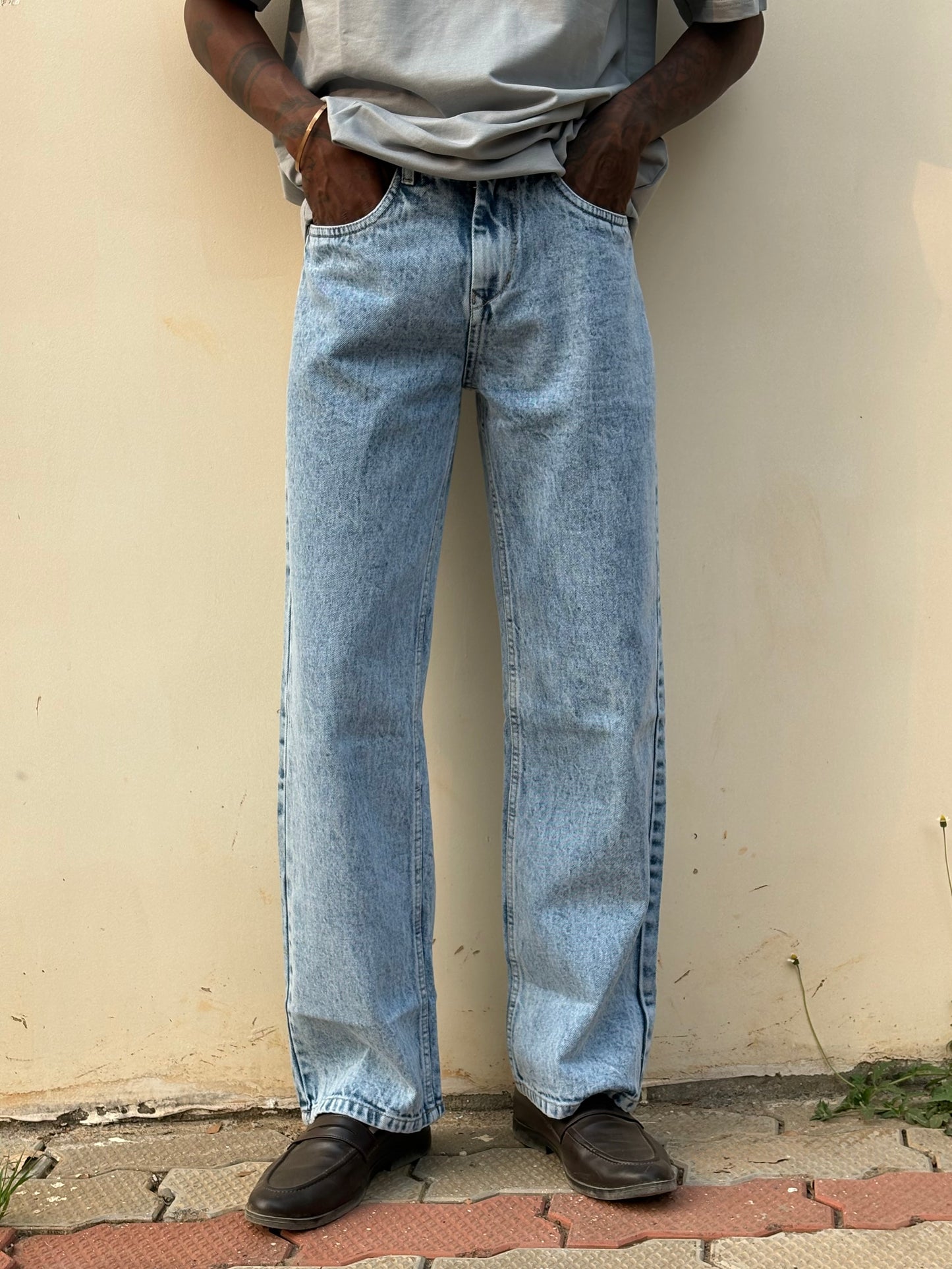 Blue Acid Wash Baggy Jeans