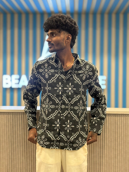 Green Jacquard Cotton Shirt