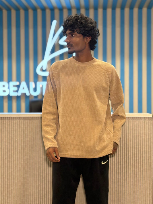 Beige Ribbed Sweatshirt