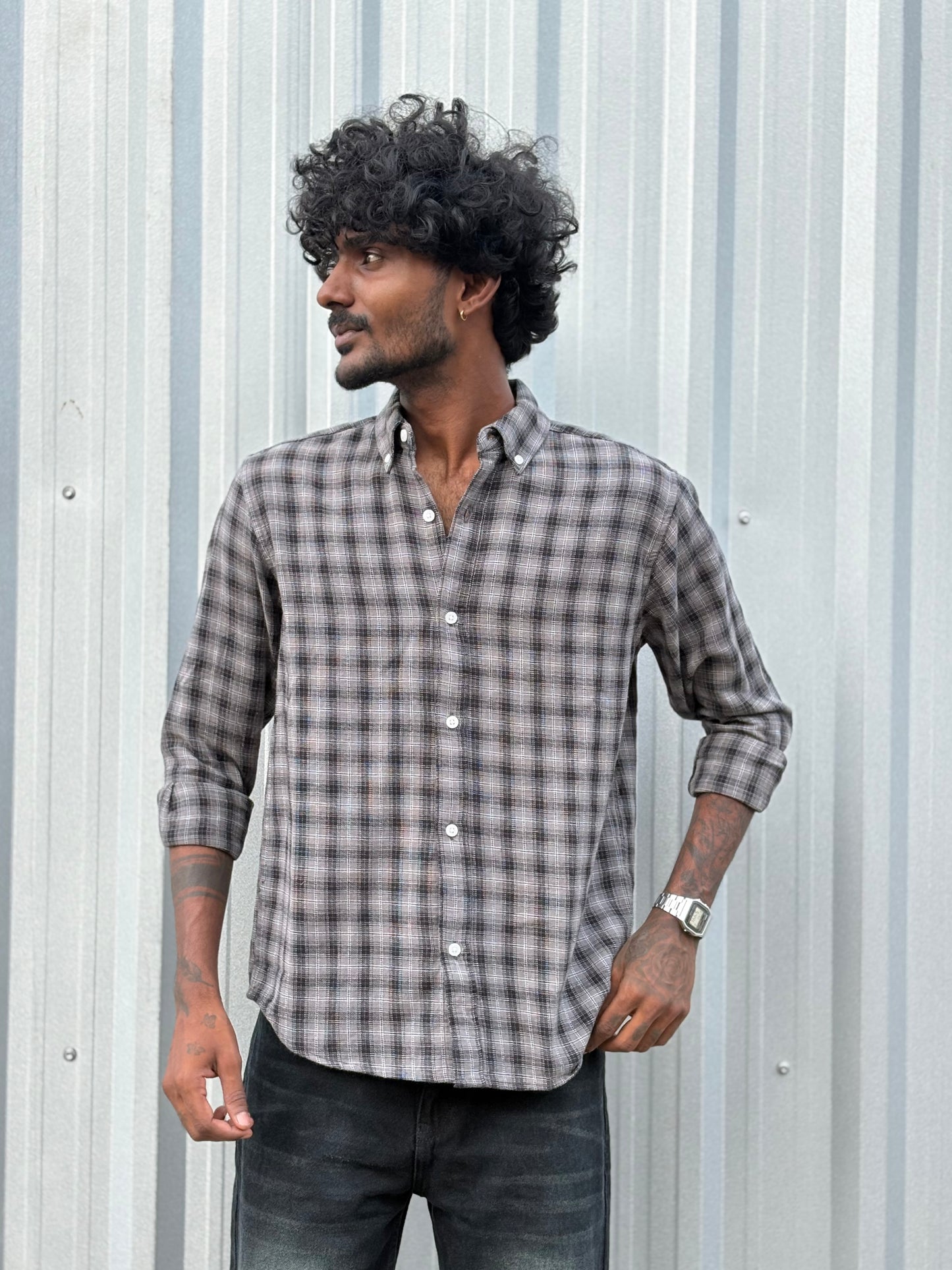 Black Flannel Checked Shirt