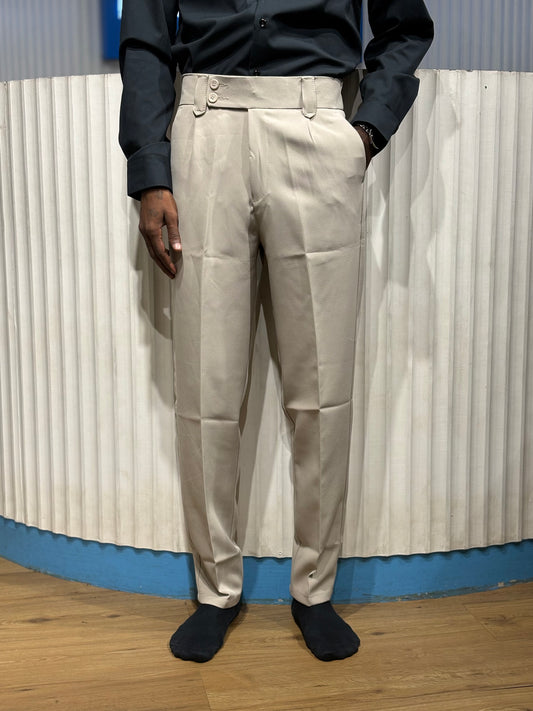 Beige Korean Rib Formal Pants