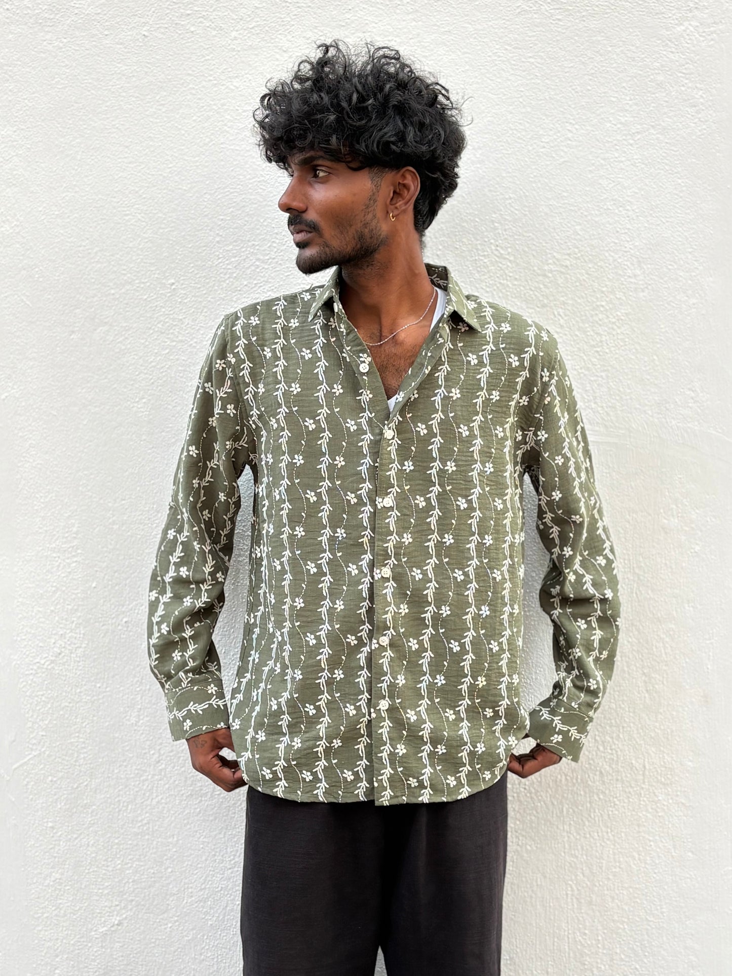 Green Embroidery Shirt
