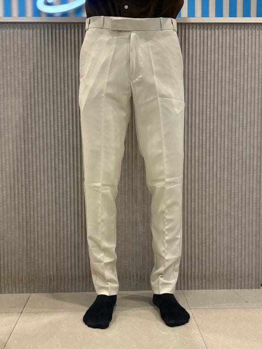 Cream Polo Fit Formal Pants